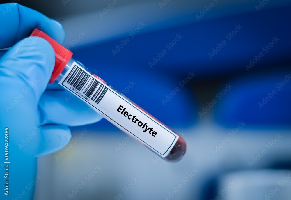 Fototapeta premium Blood sample tube for electrolyte test analysis.