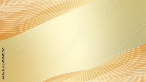 対角に金ウェーブを配した豪華なゴールドグラデーションのラグジュアリーフレーム背景（16対9）