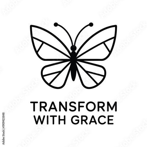 Elegant butterfly symbolizing personal growth and inner beauty, delicate wings with graceful symmetry, transformation and freedom concept, nature inspired emblem, clean minimal vector illustration iso