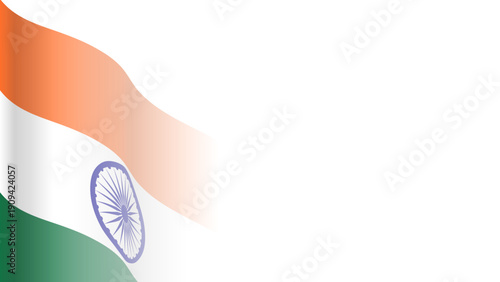 Vector waving Flag of the Republic of India. Waving India flag with empty, blank, copy space on transparent background. Design element for presentation, banner, advertisement, web. Place for text