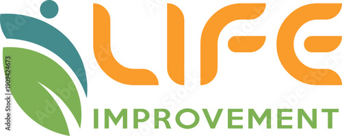 Modern Life Improvement Logo with Abstract Leaf and Human Figure