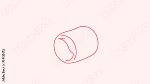 A simple illustration of a rounded, cylindrical object with an interior shape