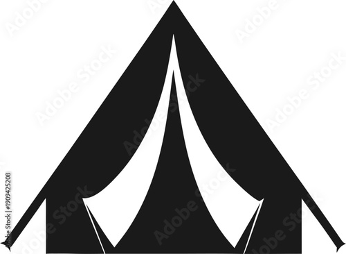 camping tent silhouette vector icon  