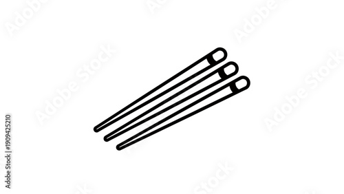 Vector illustration of three black chopsticks on a white background