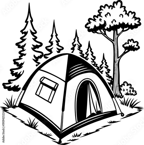 camping in the forest