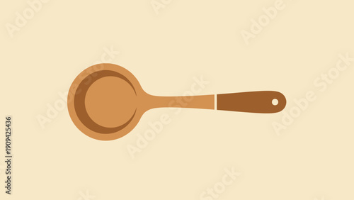 Illustration of a wooden spoon against a light beige background. Simple, minimalist design