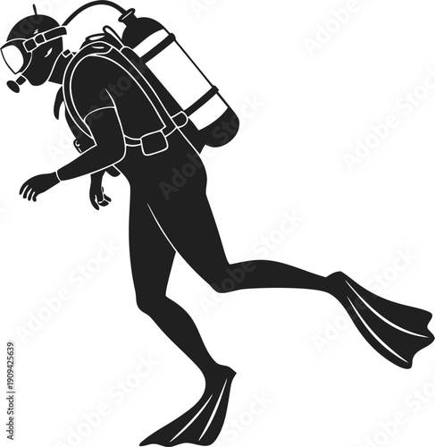 scuba diving icon silhouette vector icon