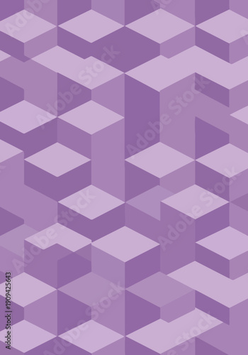 Abstract geometric pattern featuring a repeating array of 3D isometric cubes in shades of purple.