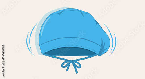 Blue Baby Bonnet with Drawstring Ties.