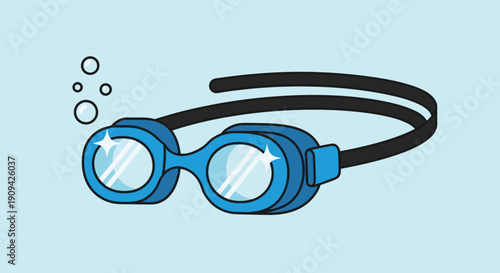 Blue Swimming Goggles with Black Strap.