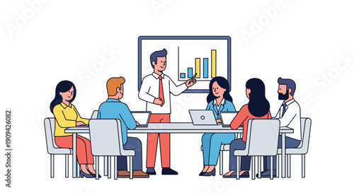 Business Team Meeting with Presentation.