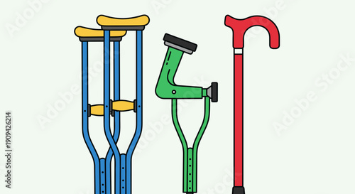 Crutches and Walking Stick for Mobility.