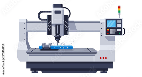 CNC Milling Machine with Control Panel.