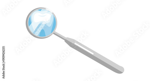 Dental Mirror with Reflection and Handle.