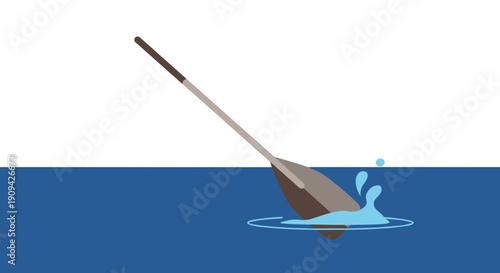 Oar Paddling in the Water Surface.