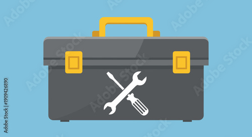 Toolbox with Wrenches and Screwdriver Inside.