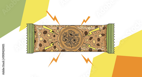 Energy Bar with Lightning Bolts on Abstract Colorful Background
