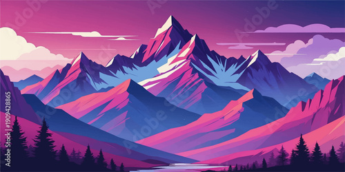 A breathtaking panorama of the snow capped Alps at morning sunrise and evening sunset where the mountain peak meets a cloudy sky over a misty valley winter landscape