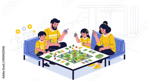 Family Playing Board Game Together at Home