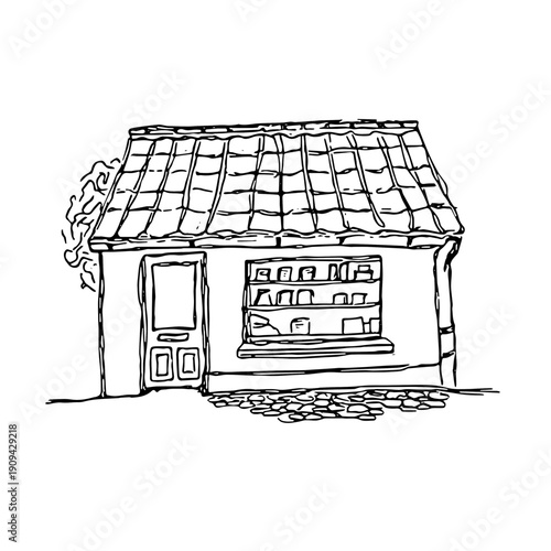 real estate cafe in suburban concept vector for editing