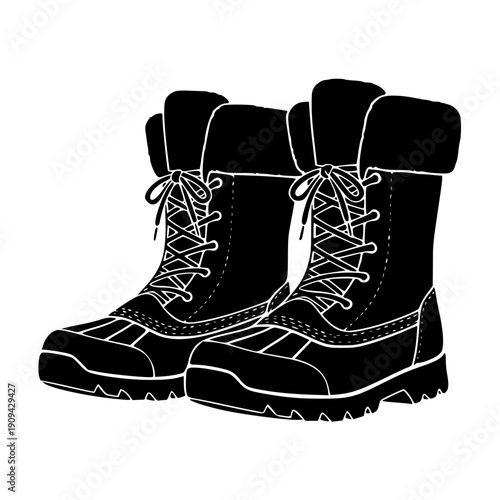 Winter Snow Boots Illustration – Insulated Waterproof Outdoor Footwear and Cold Weather Gear Icon