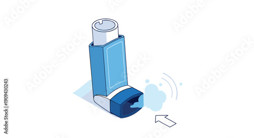 Blue Inhaler Medication Device for Asthma.