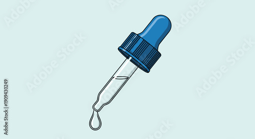 Blue Dropper Bottle with Liquid.