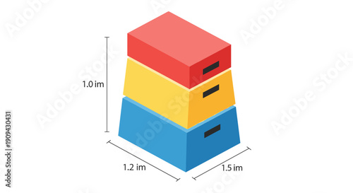 Colorful 3D Stacked Trapezoidal Prism Shapes.