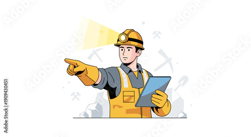 Construction Worker Pointing with Clipboard.