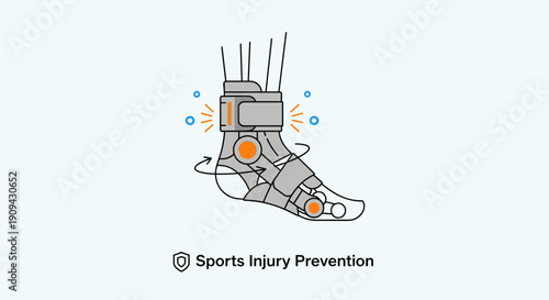 Illustration of ankle support with protective gear.