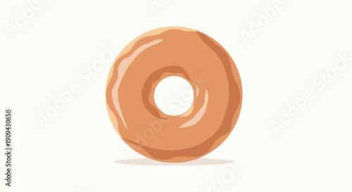 Illustrated glazed donut against a white background. Suitable for illustrating baking, desserts, breakfast, pastry shops, and food-related content. Clean and simple aesthetic.