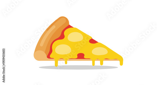 A cartoon-style illustration of a pizza slice dripping with cheese. Isolated on a white background. Great for food blogs, menus, and promotional material for pizzerias.