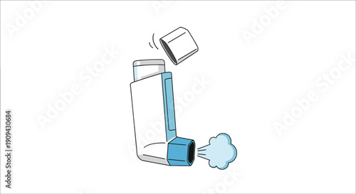 Illustration of Asthma Inhaler with Medication.