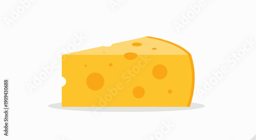 Graphic illustration of yellow Swiss cheese with holes, isolated on white. Suitable for menus, educational material, food blogs, and children's content about nutrition.