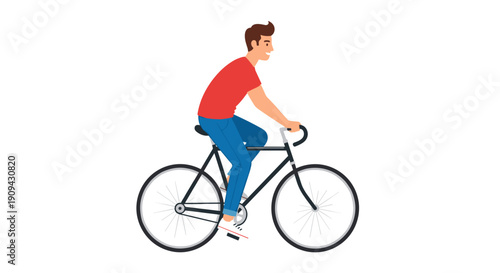 Man Riding a Bicycle Illustration.