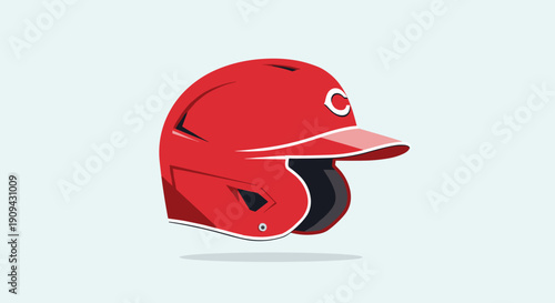 Red Baseball Helmet with White Trim.