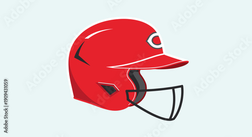 Red Cricket Helmet with Face Guard.