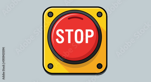 Red Stop Button Illustration.