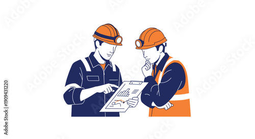 Two Construction Workers Discussing Project Plans.