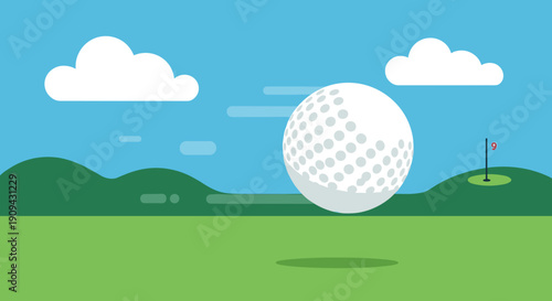 White Golf Ball in Mid Air.