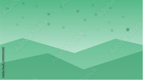 Minimalist green mountain landscape with particles and copy space