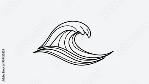 Line art illustration of a stylized wave breaking with curved lines