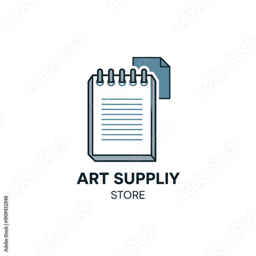 Graphic logo depicts a notebook, with text below reading "ART SUPPLY STORE