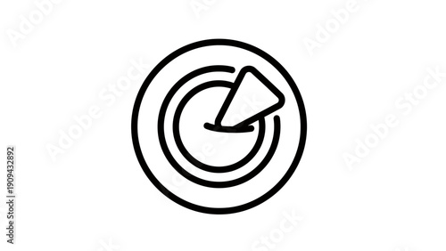 Black outlined pie chart graphic on white. Sector removed to reveal another ring