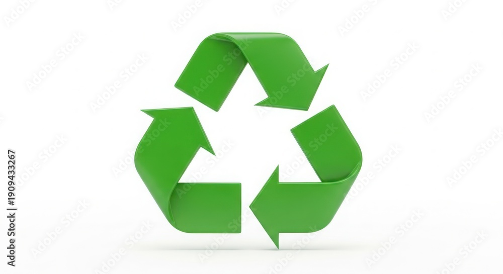 Obraz premium A green recycling symbol on a white background
