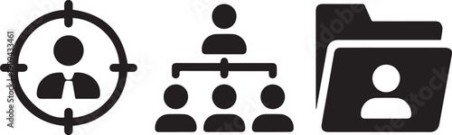 Human resources management and recruitment glyph icon set.