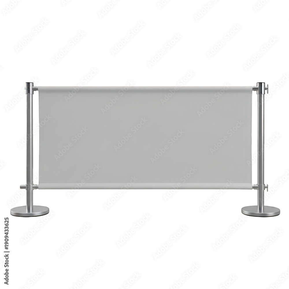 Obraz premium Blank event sign barrier with stanchion posts isolated on transparent background