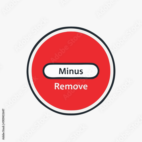 A red circle button with a minus sign to remove an item Ilustração vetorial