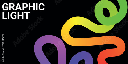 Vibrant neon light trails in black background graphic design