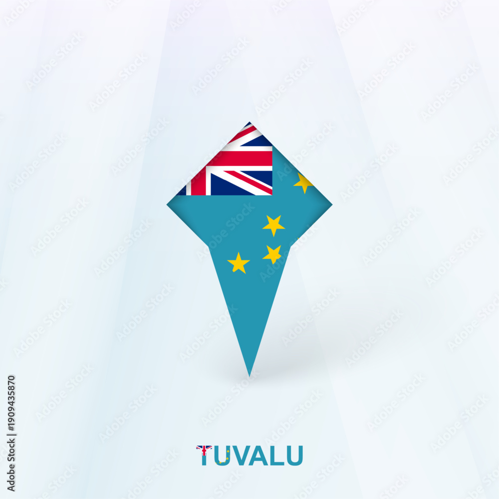 Obraz premium Tuvalu Flag Pin Icon with Geometric Design.